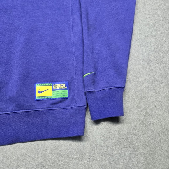 Nike Brasil Sweatshirt Mens Large Purple Crewneck Pullover Soccer Swoosh‎ Patch - Picture 6 of 16